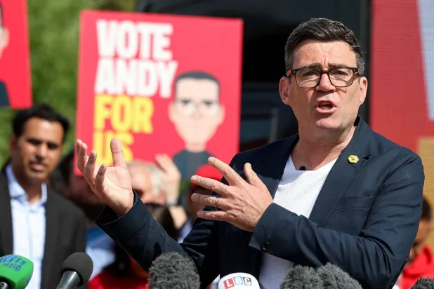 Greater Manchester Mayor and Labour candidate Andy Burnham speaks during his campaign launch, ahead of the Makerfield by-election triggered by the resignation of Labour MP Josh Simons, in Ashton-in-Makerfield, Britain, May 22, 2026. (Reuters)