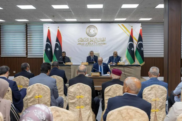 صورة نشرها المجلس الأعلى للدولة لجلسته في طرابلس يوم 24 مايو