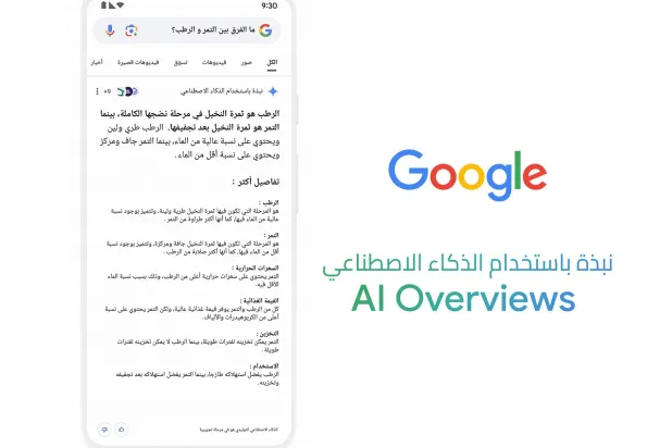 «AI Overviews» ميزة الملخصات المدعومة بالذكاء الاصطناعي تشجع على زيارة عدد أكبر من المواقع الإلكترونية (غوغل)