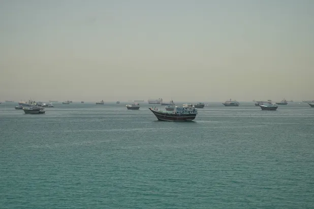 Ships anchored in the Strait of Hormuz, May 25, 2026 (Reuters)