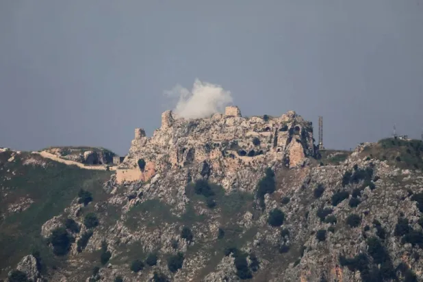 Smoke rises from Beaufort Castle following strikes, as seen from Marjayoun, southern Lebanon, May 27, 2026. REUTERS/Stringer
