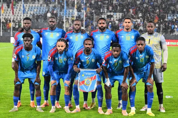 Congo players pose for a team photo before a World Cup qualifying match against Cameroon, Thursday, Nov. 13, 2025, in Rabat, Morocco. (AP)