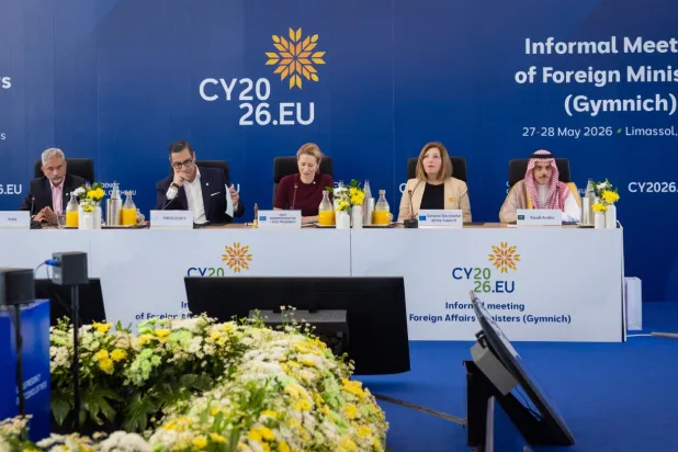 وزير الخارجية السعودي خلال الاجتماع غير الرسمي لمجلس الشؤون الخارجية الأوروبي (الخارجية السعودية)