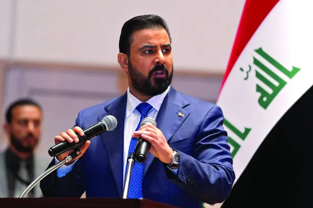 الزيدي يتحدث قبل تقديم حكومته إلى البرلمان في بغداد يوم 14 مايو 2026 (أ.ف.ب)