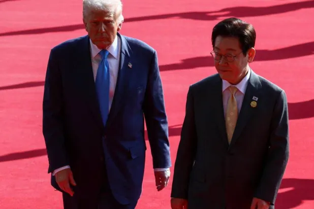 US President Donald Trump meets with South Korean President Lee Jae-myung on the sidelines of the Asia-Pacific Economic Cooperation (APEC) leaders' summit in Gyeongju, South Korea, October 29, 2025. Evelyn Hockstein, Reuters

