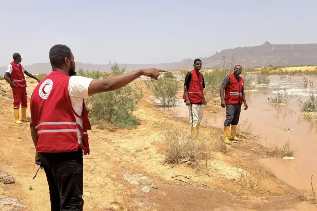آثار السيول في غات بجنوب ليبيا الجمعة (الهلال الأحمر الليبي)