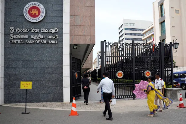 People enter the Central Bank of Sri Lanka headquarters in Colombo, Sri Lanka, May 26, 2026. REUTERS/Akila Jayawardena