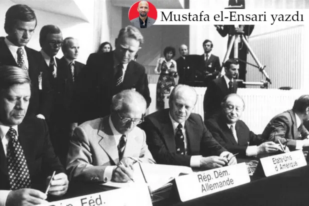 Helsinki Anlaşması, 1975 yılında Helsinki Konferansı sırasında kabul edilen ve Avrupa ülkeleri arasında güveni artırmayı, güvenliği ve iş birliğini güçlendirmeyi amaçlayan bir belgedir (Vikipedi)