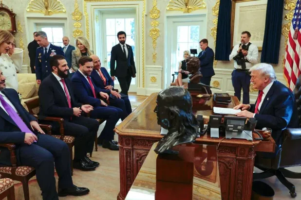 US President Donald Trump meets with Syrian President Ahmed al-Sharaa at the White House in Washington DC, November 10, 2025 (AFP) 