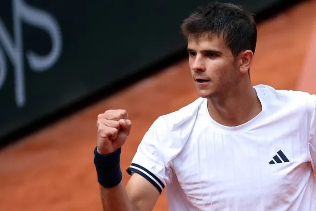 Rafael Jodar of Spain during his Men's 4th round match against Pablo Carreno Busta of Spain at the French Open Grand Slam tennis tournament at Roland Garros in Paris, France, 31 May 2026. (EPA)