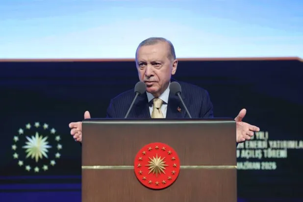 الرئيس التركي رجب طيب إردوغان متحدثاً خلال فعالية في أنقرة الأربعاء (الرئاسة التركية)