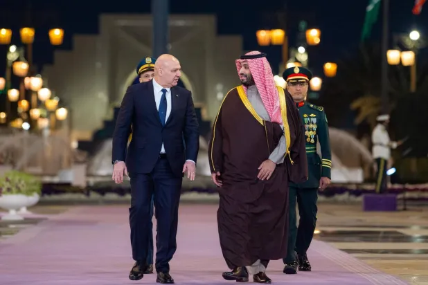 ولي العهد السعودي لدى استقباله الرئيس اللبناني في الرياض خلال شهر مارس 2025 (أرشيفية - الرئاسة اللبنانية)