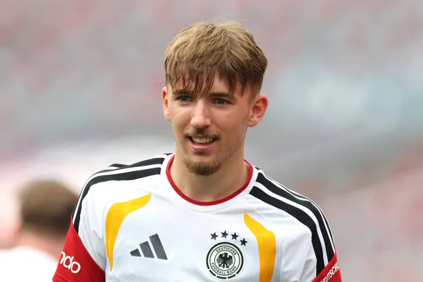 CHICAGO, ILLINOIS - JUNE 05: Lennart Karl of Germany looks on during a Team Germany Training session at Soldier Field on June 05, 2026 in Chicago, Illinois. Alexander Hassenstein/Getty Images/AFP 