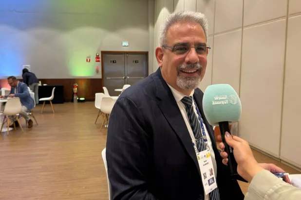 Kamil Al-Awadhi, Regional Vice President of the International Air Transport Association (IATA) for Africa and the Middle East, speaks to Asharq Al-Awsat. (Asharq Al-Awsat)