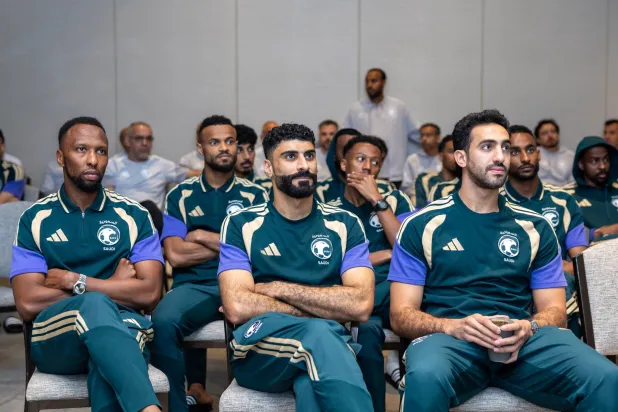 لاعبو الأخضر خلال ورشة العمل (المنتخب السعودي) 