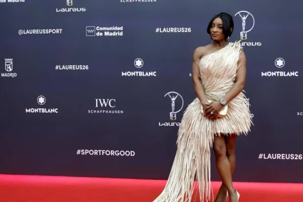 US gymnast Simone Biles poses on the Red Carpet ahead of the 27th Laureus World Sports Awards gala in Madrid in April 2026. Oscar DEL POZO / AFP/File

