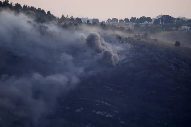 Smoke billows from southern Lebanon following an Israeli strike, as seen from Marjaoun, Lebanon, June 6, 2026. REUTERS/Stringer
