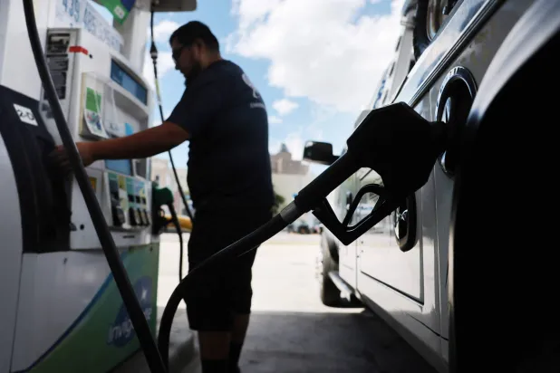 A man fills up his vehicle at a gas station in Brooklyn on June 01, 2026 in New York City. (Getty Images/AFP)
