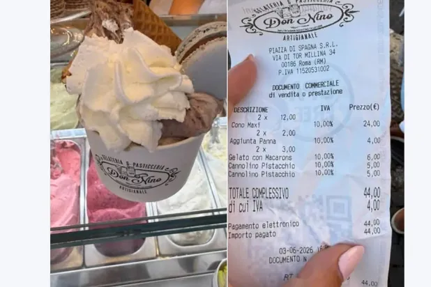 US tourist couple complains two cups of ice cream cost 44 euros in Rome (Nicole Ann/Facebook)  