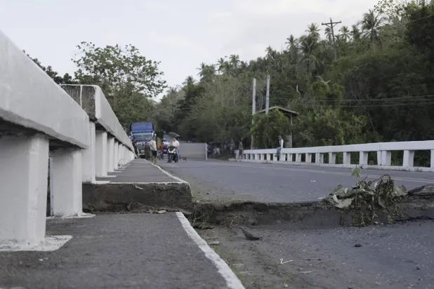 A damaged bridge closed to motor vehicles as a safety measure a day after an earthquake in Sarangani Province, southern Philippines, 09 June 2026. (EPA)