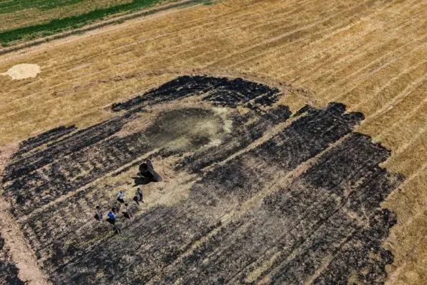  A drone view shows military engineering teams working at the site where an Iranian missile, according to local authorities, fell in the countryside near Damascus, Syria, June 9, 2026. (Reuters)