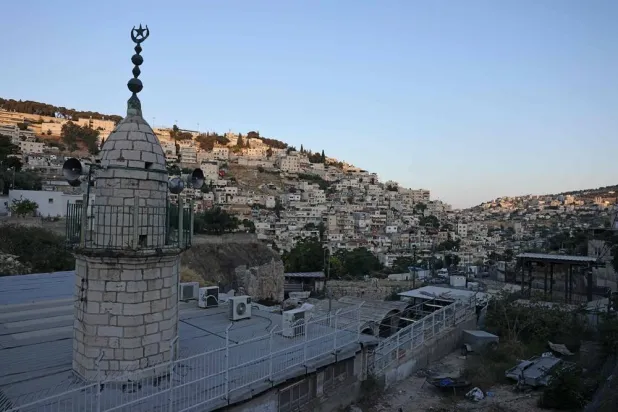 This picture shows a view of the minaret of a mosque in the Arab neighborhood of Silwan in Israeli-annexed east Jerusalem, on June 6, 2026. (AFP) 