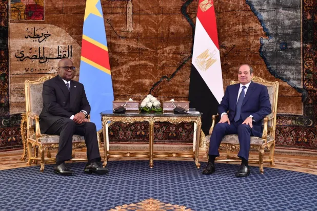 الرئيس المصري عبد الفتاح السيسي يستقبل رئيس الكونغو الديمقراطية فيليكس تشيسيكيدي (الرئاسة المصرية)