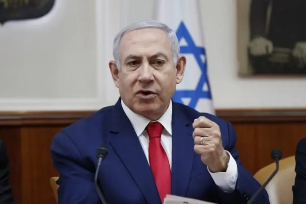 srail Başbakanı Binyamin Netanyahu, 14 Nisan 2019'da Kudüs'te düzenlenen İsrail kabinesinin haftalık toplantısında konuşuyor (AFP)