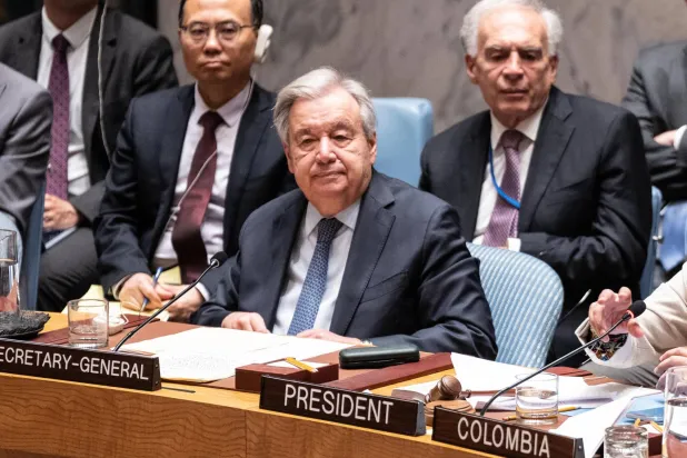 الأمين العام للأمم المتحدة أنطونيو غوتيريش يحضر اجتماعاً في مجلس الأمن الدولي في مقر الأمم المتحدة بنيويورك 10 يونيو 2026 (د.ب.أ)