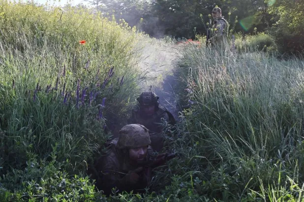In this handout photograph taken and released by the press service of the 65th Mechanized Brigade of Ukrainian Armed Forces on June 11, 2026, Ukrainian servicemen attend a military training at an undisclosed location in Zaporizhzhia region, amid the Russian invasion of Ukraine. (Andriy Andriyenko / 65th Mechanized Brigade of Ukrainian Armed Forces / AFP) 