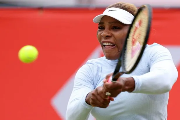 US player Serena Williams hits a shot during a practice session at the HSBC WTA tennis Championships at Queen's Club in west London on June 12, 2026. (AFP)