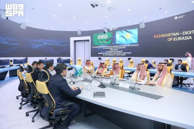 Minister of Industry and Mineral Resources Bandar Alkhorayef and the Saudi delegation are seen during the meeting in Astana. (SPA)
