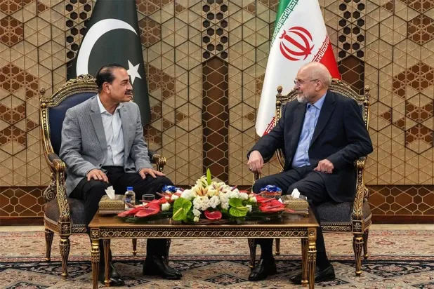 Iran’s Parliament Speaker Mohammad Bagher Ghalibaf (R) meets with Pakistan’s Army Chief Syed Asim Munir in Tehran, Iran, May 23, 2026. (AFP)