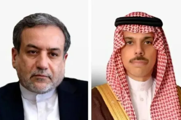 الأمير فيصل بن فرحان وزير الخارجية السعودي ووزير خارجية إيران عباس عراقجي (الشرق الأوسط)