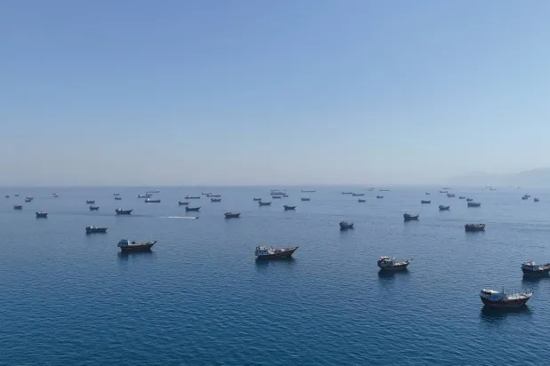 سفن راسية في مضيق هرمز 8 يونيو (رويترز)