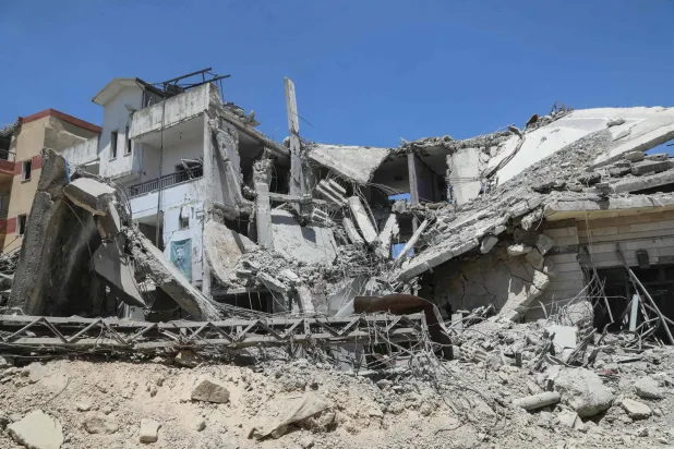 A photograph shows destroyed buildings in the southern village of Srifa on June 16, 2026. (AFP)