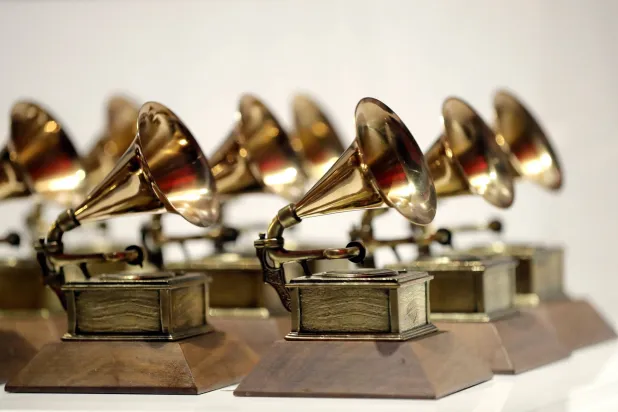 Grammy awards are displayed at the Grammy Museum Experience at Prudential Center in Newark, N.J. on Oct. 10, 2017. (AP) 