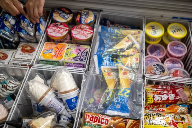 This illustrative picture shows ice cream in a convenience store in Tokyo on June 17, 2026. (Photo by Philip FONG / AFP)