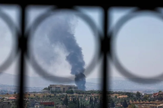  Smoke billows from southern Lebanon, as seen from Nabatieh, following Israeli strikes reported by local residents, in Lebanon, June 17, 2026. (Reuters). 