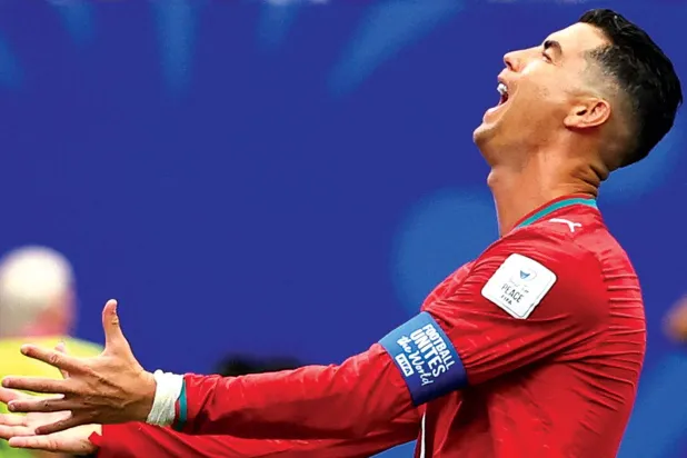  رونالدو كان أسوأ لاعبي البرتغال في مباراة الكونغو (رويترز)