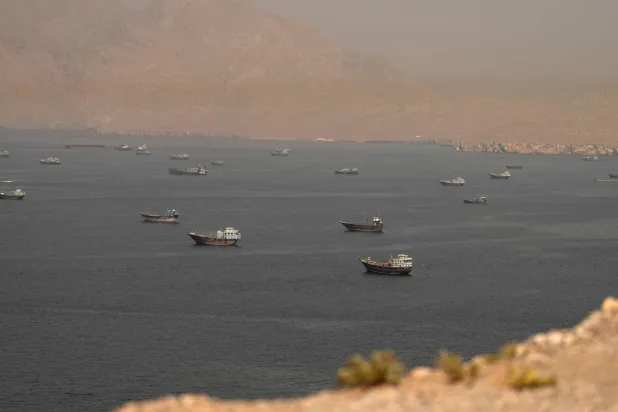 Vessels at the Strait of Hormuz, as seen from Musandam, Oman, June 18, 2026. REUTERS/Stringer