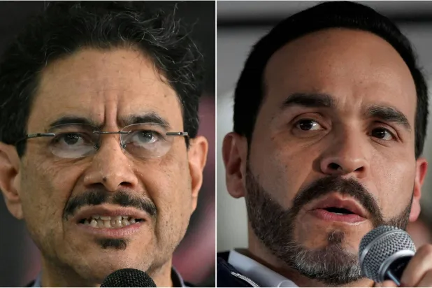 صورة مركبة للمرشحين لانتخابات الرئاسة في كولومبيا المليونير أبيلاردو دي لا إسبرييّا (يمين) والسيناتور إيفان سيبيدا (أ.ف.ب)
