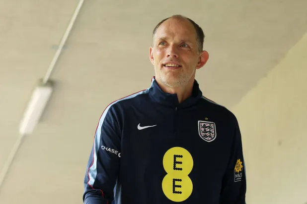 Thomas Tuchel, manager of England, arrives to an England Press Conference during an England FIFA World Cup 2026 Camp on June 21, 2026 in Kansas City, Kansas. (Getty Images/AFP)