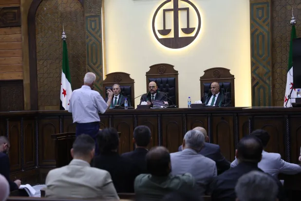 شهادة أمام الهيئة القضائية في الجلسة الرابعة لمحاكمة عاطف نجيب الثلاثاء (وزارة العدل السورية)