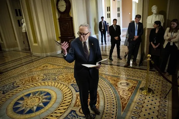 US Senator Chuck Schumer, the Senate Minority Leader, speaks during the weekly Senate Democrat Leadership press conference after luncheons, at the US Capitol, in Washington, DC, US, 23 June 2026. (EPA)