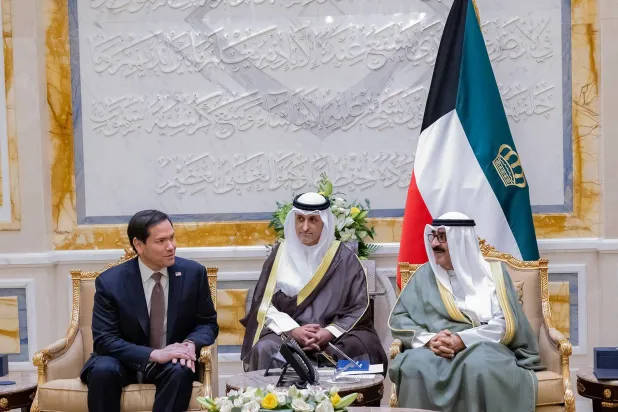 Kuwait's Emir Sheikh Meshal al-Ahmad al-Sabah during his meeting with US Secretary of State Marco Rubio (KUNA)