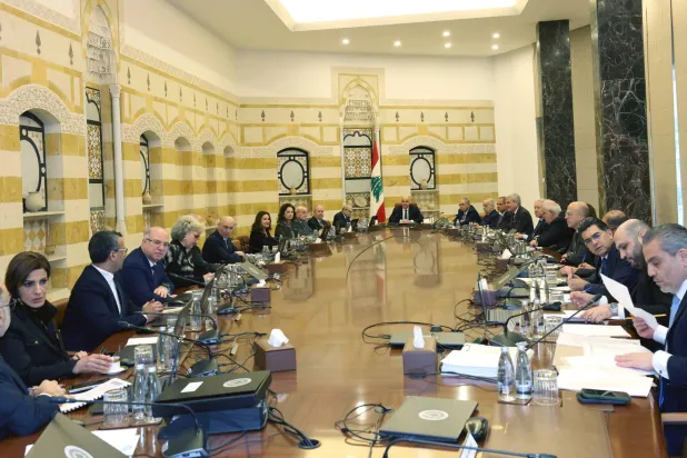الرئيس اللبناني جوزيف عون مترئساً جلسة الحكومة يوم الخميس (الرئاسة اللبنانية)