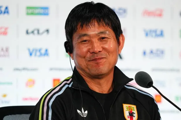  Japan head coach Hajime Moriyasu smiles as he responds to a question during a news conference ahead of his team's World Cup Group F match against Sweden Wednesday, June 24, 2026, in Arlington, Texas. (AP) 