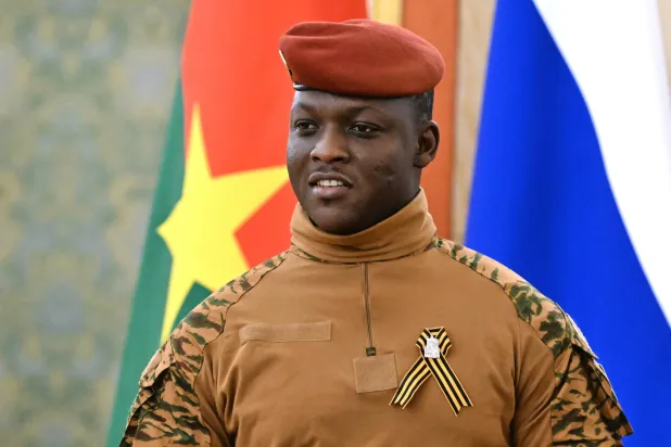 FILE - In this photo provided by RIA Novosti, Burkina Faso President Ibrahim Traore arrives at the Grand Palace at the Kremlin in Moscow, Russia, on May 10, 2025. (Stanislav Krasilnikov/RIA Novosti via AP, File)
