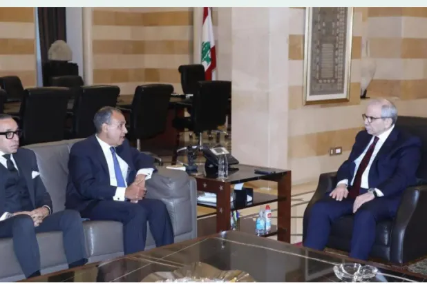 محادثات سابقة بين وزير الخارجية المصري ورئيس الوزراء اللبناني نواف سلام في بيروت (الخارجية المصرية)